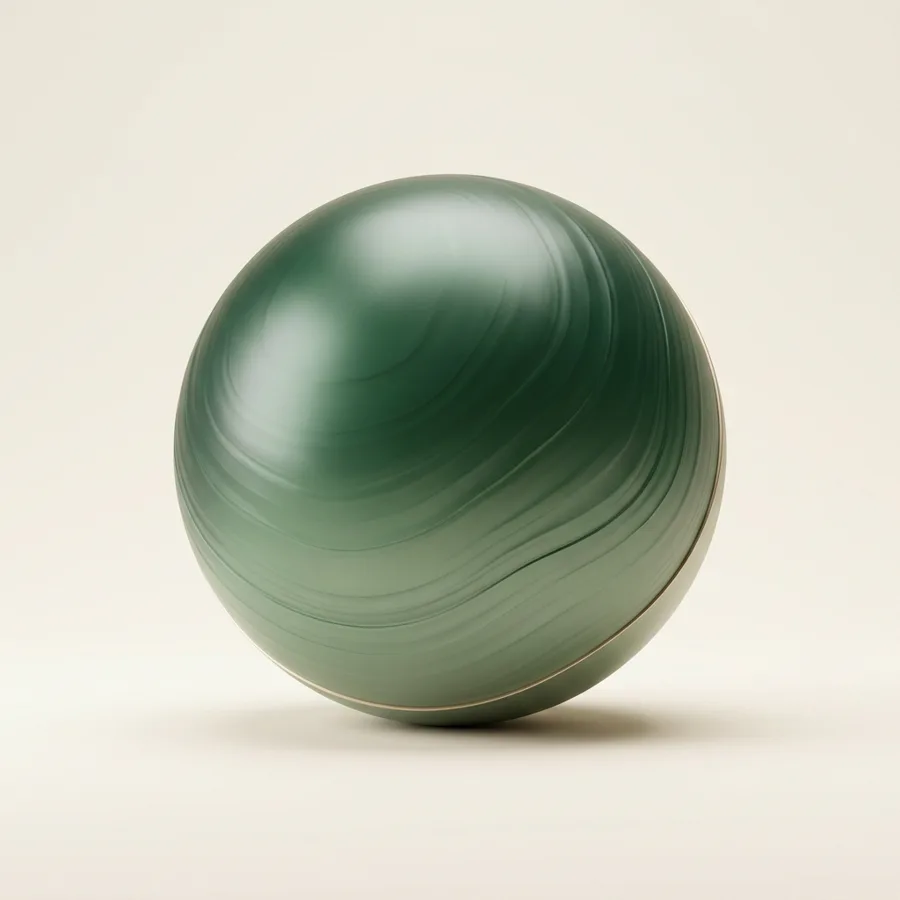 A sculptural green sphere with soft light and gentle contours — the House of Longevity signature.